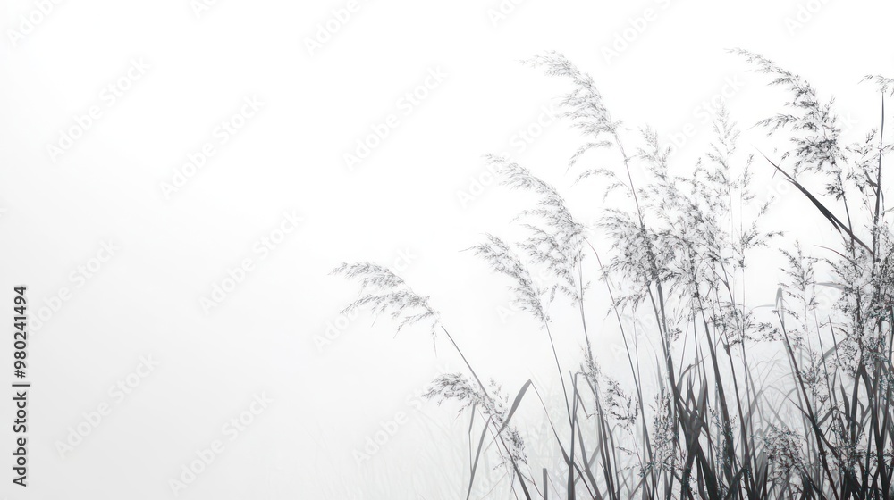 Misty reedbed under a gray sky. Misty reedbed under a gray sky.