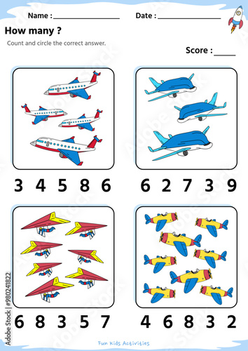 Count and circle the correct answer with air theme 7