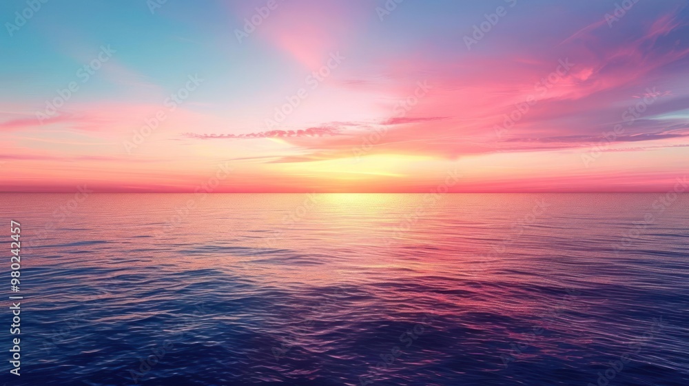 A beautiful sunset over the ocean, with vibrant colors of blue, orange, pink, A beautiful sunset over the ocean, with vibrant colors of blue, orange, pink,