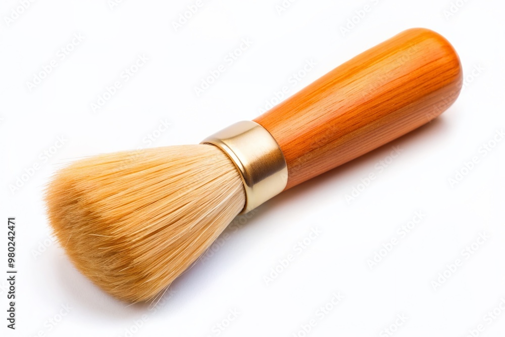 Vibrant orange brush with soft bristles and wooden handle isolated on a pure white background, showcasing a warm golden apricot color tone and subtle texture. Vibrant orange brush with soft bristles and wooden handle isolated on a pure white background, showcasing a warm golden apricot color tone and subtle texture.
