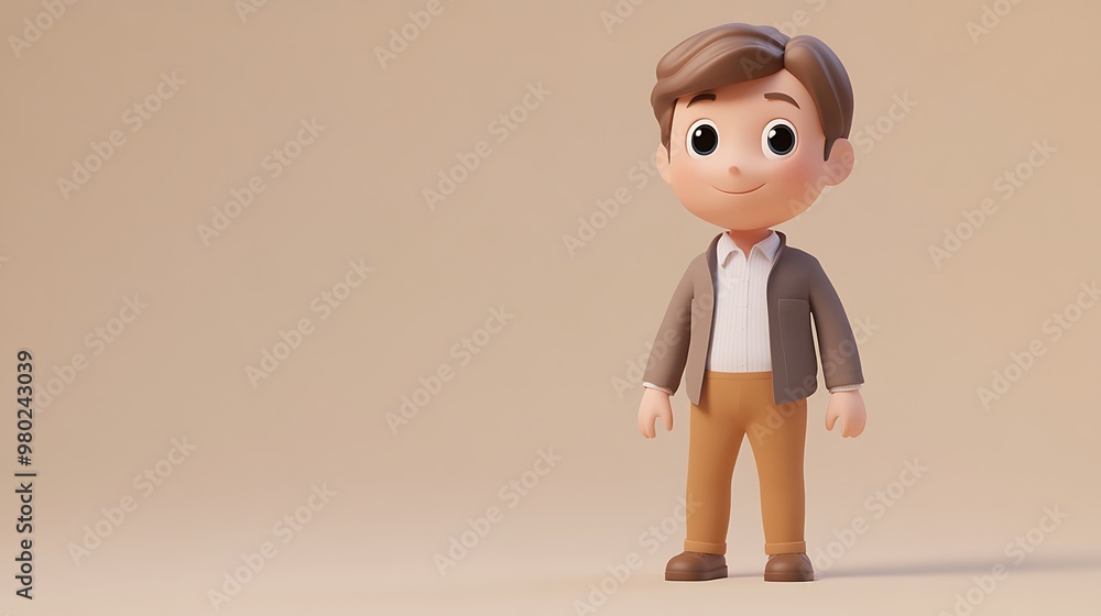 Smiling Cartoon Man in a Brown Jacket and Khaki Pants Smiling Cartoon Man in a Brown Jacket and Khaki Pants