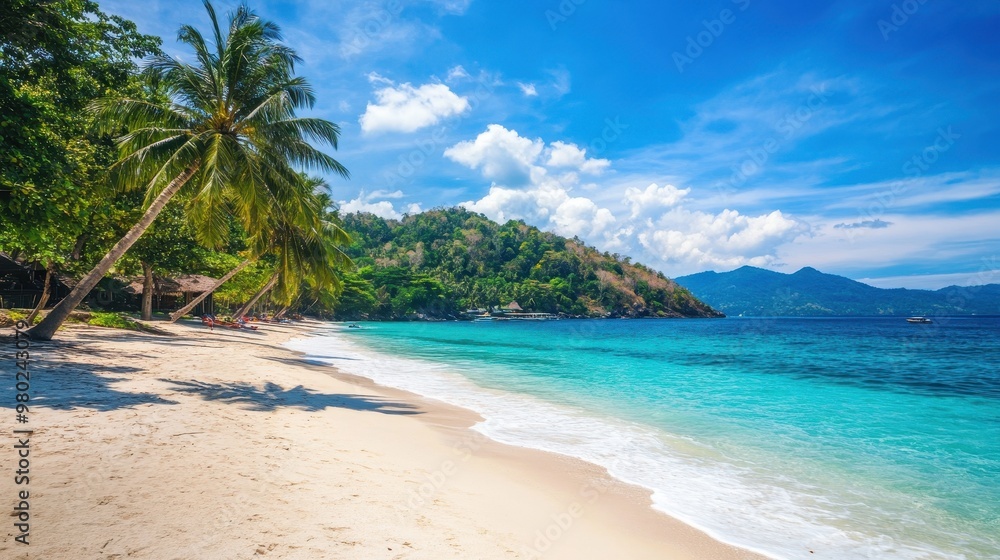 Tropical Paradise Beach with Palm Trees Tropical Paradise Beach with Palm Trees