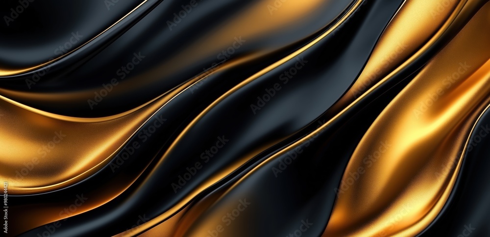 A black and gold fabric with a gold stripe A black and gold fabric with a gold stripe