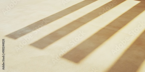 Minimalist Beige Stone Surface with Golden Light Beams Creating Shadows – Tranquil and Warm Monochromatic Aesthetic