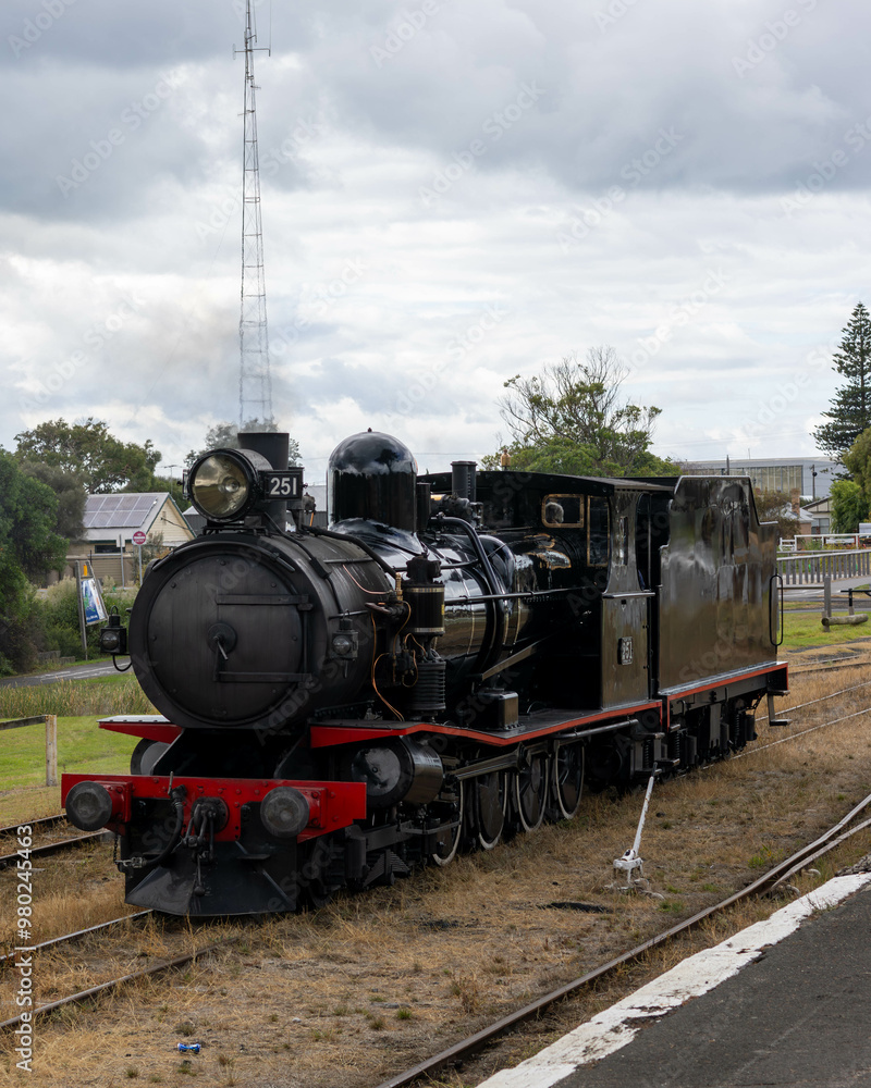 Steam train waiting at queenscliff victoria. Steam train waiting at queenscliff victoria.