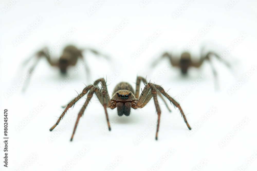 Spiders crawling on a white background, isolated for stock use Spiders crawling on a white background, isolated for stock use