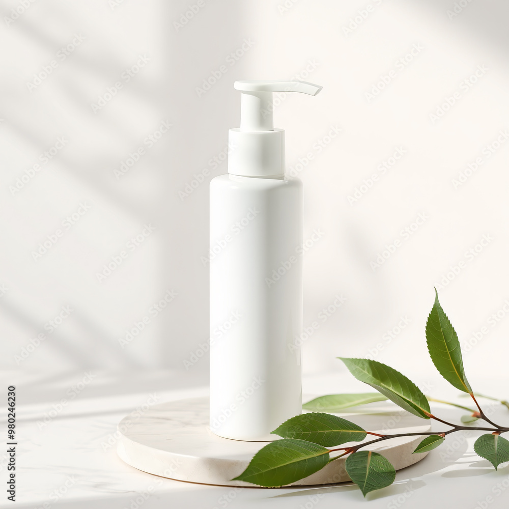 Blank white cosmetic skincare makeup bottle on pastel background. 3D Render Blank white cosmetic skincare makeup bottle on pastel background. 3D Render