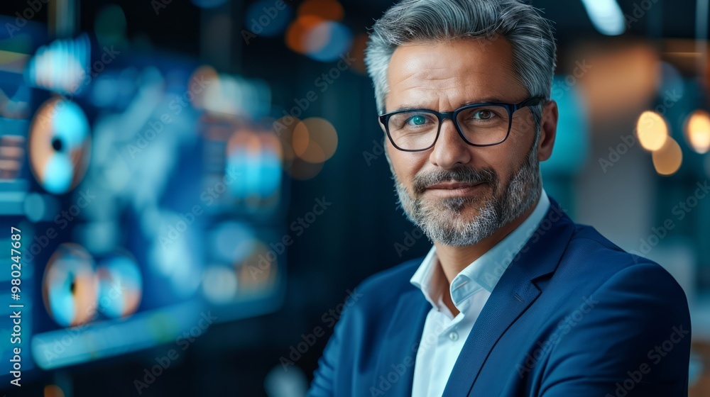 Caucasian businessman in a high-tech conference room, leading a strategic meeting with interactive displays and digital tools, demonstrating leadership and innovation Caucasian businessman in a high-tech conference room, leading a strategic meeting with interactive displays and digital tools, demonstrating leadership and innovation