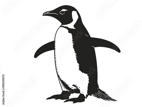 A charming illustration of a penguin standing proudly, showcasing its unique shape and features against a simple background.