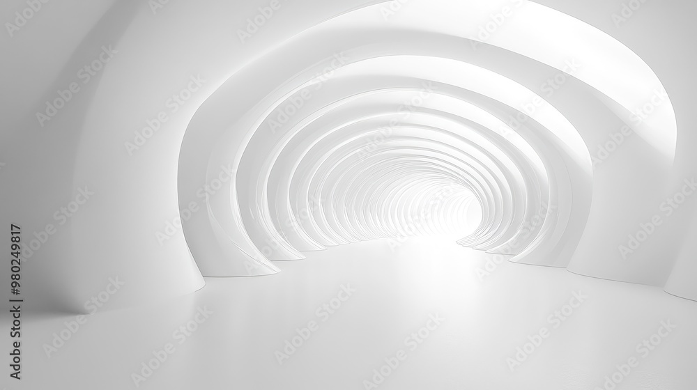 A clean, minimal 3D curved tunnel in white, creating an abstract, futuristic environment. No people or logos. A clean, minimal 3D curved tunnel in white, creating an abstract, futuristic environment. No people or logos.