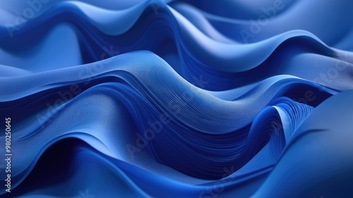 Wallpaper Mural Abstract blue waves, generated by AI in a sleek 3D scene, flowing across a smooth background. No people or logos. a Torontodigital.ca