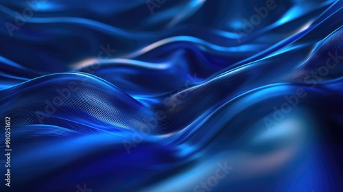 Dynamic 3D blue waves created by AI on a sleek abstract background, evoking a futuristic atmosphere. No people or logos.