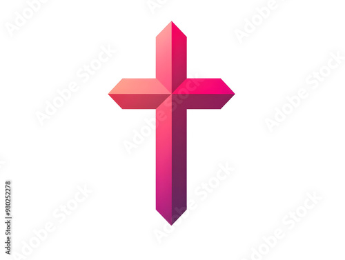 A modern and colorful geometric cross symbol with gradients, ideal for religious themes, art, and graphic designs.