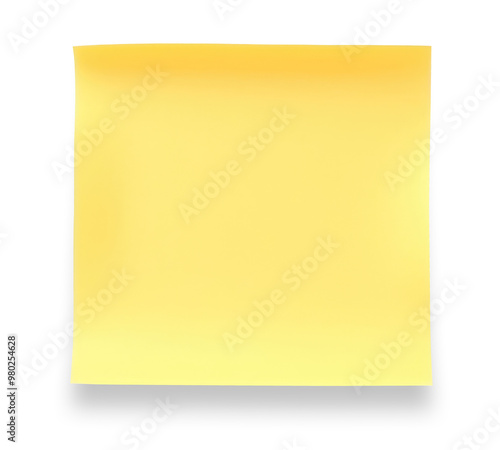 Blank yellow sticky paper note isolated on transparent background