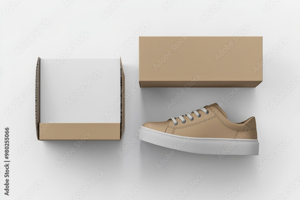 Shoe Box Mockup on Isolated white Background created with Generative AI Shoe Box Mockup on Isolated white Background created with Generative AI