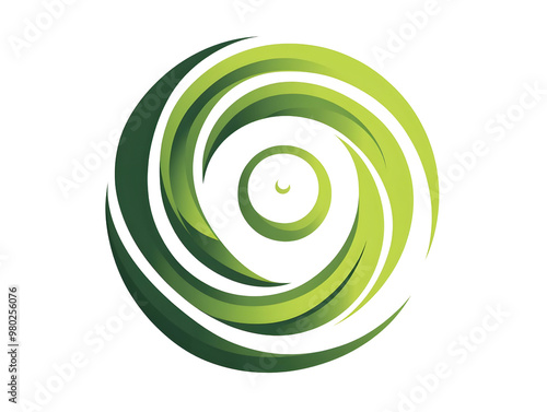 Abstract green swirl design representing nature, growth, and harmony. Ideal for eco-themed projects and branding. photo