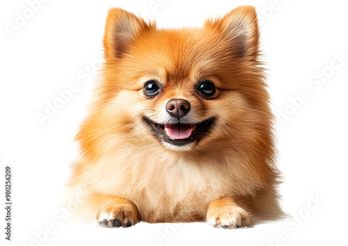 Adorable Pomeranian dog with fluffy fur, bright eyes, and a cheerful expression, perfect for pet lovers and animal enthusiasts.