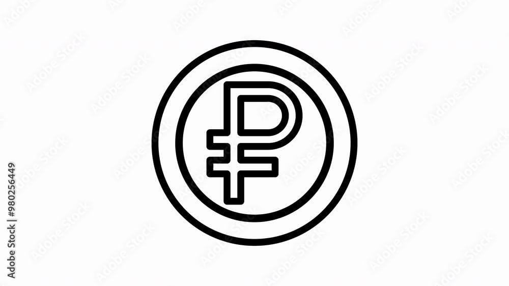 Animated, gold coin featuring ruble coin, Russia money symbol, ideal for financial concepts, currency exchange, current money, economics, investment, banking, savings and investment concepts design pr Animated, gold coin featuring ruble coin, Russia money symbol, ideal for financial concepts, currency exchange, current money, economics, investment, banking, savings and investment concepts design pr