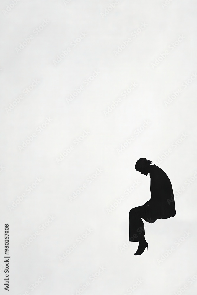 A solitary figure sits quietly, conveying emotions of contemplation and introspection against a minimalistic backdrop. A solitary figure sits quietly, conveying emotions of contemplation and introspection against a minimalistic backdrop.