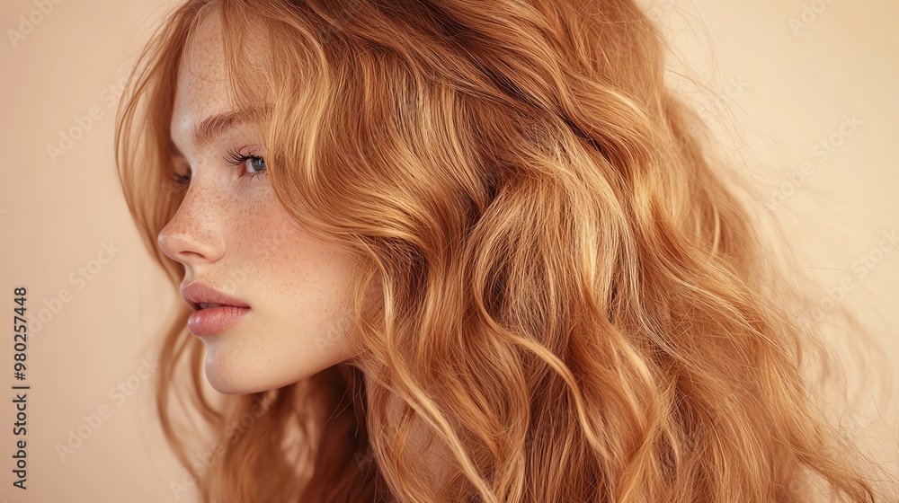 Beautiful woman with long, wavy, light brown hair. Beautiful woman with long, wavy, light brown hair.