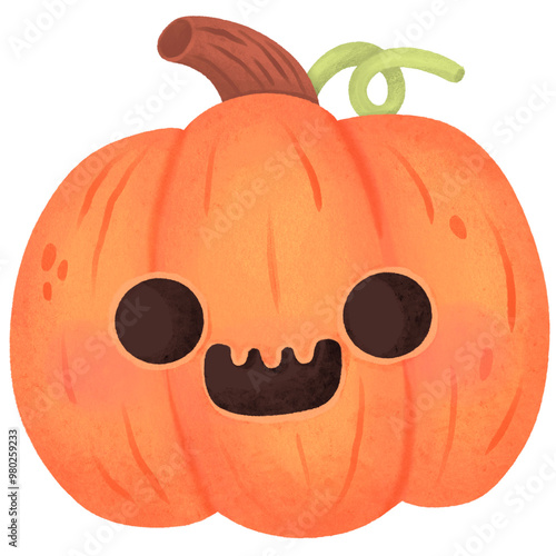 Orange Halloween pumpkin with smiley face