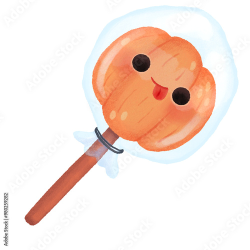Halloween pumpkin lollipop with smiley face