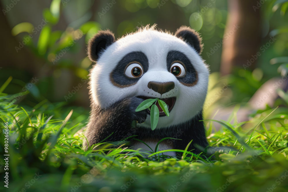 Pandas eat bamboo in the bamboo forest Pandas eat bamboo in the bamboo forest