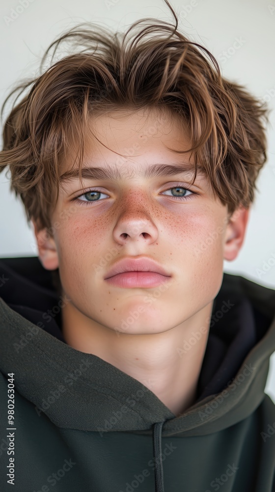 Casual youth portrait: relaxed confidence for print, card, poster Casual youth portrait: relaxed confidence for print, card, poster