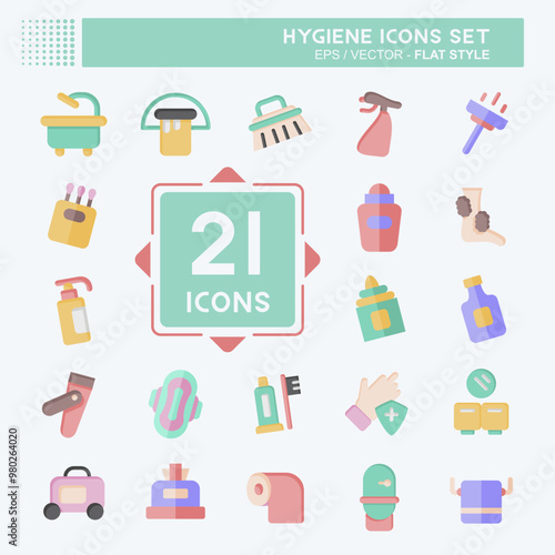 Icon Set Hygiene. related to Cleaning symbol. flat style. simple design illustration