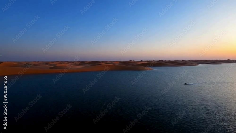 Sunset on the desert near the water Sunset on the desert near the water