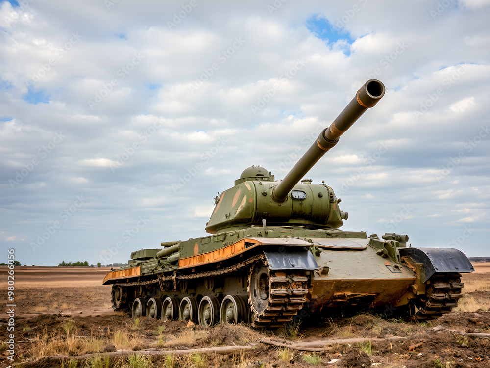 Old tanks parked on the battlefield Old tanks parked on the battlefield