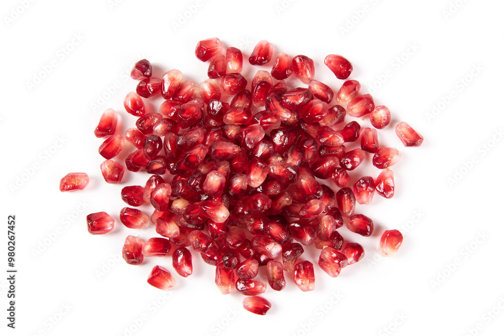pomegranate seeds isolated on white background. pomegranate seeds isolated on white background.