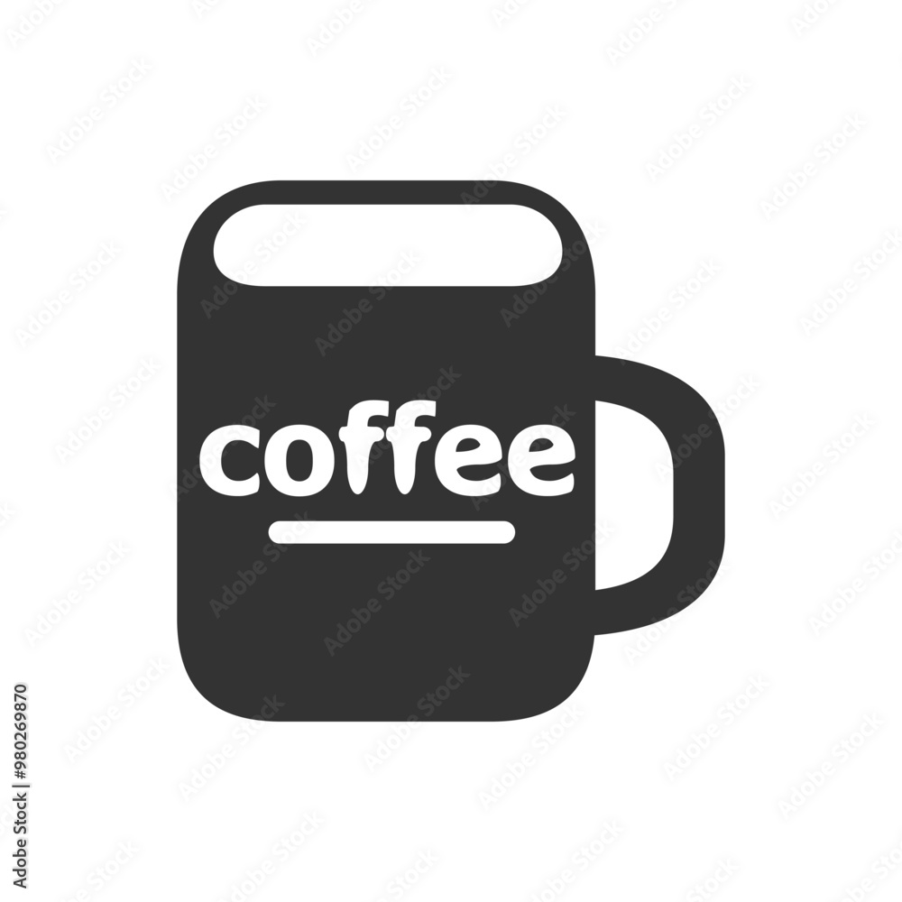Coffee Mug Icon in Black and White Design. black and white coffee mug icon with the word 'coffee' inscribed. Perfect for cafe branding or beverage-related projects. Coffee Mug Icon in Black and White Design. black and white coffee mug icon with the word 'coffee' inscribed. Perfect for cafe branding or beverage-related projects.