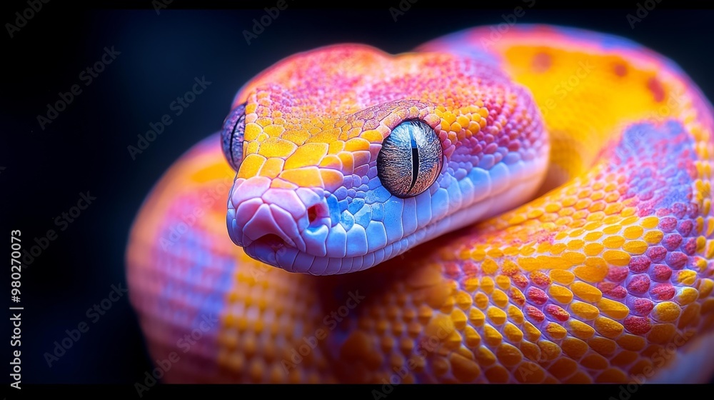 Fototapeta premium Vibrant Close-up of a Colorful Snake Generative AI