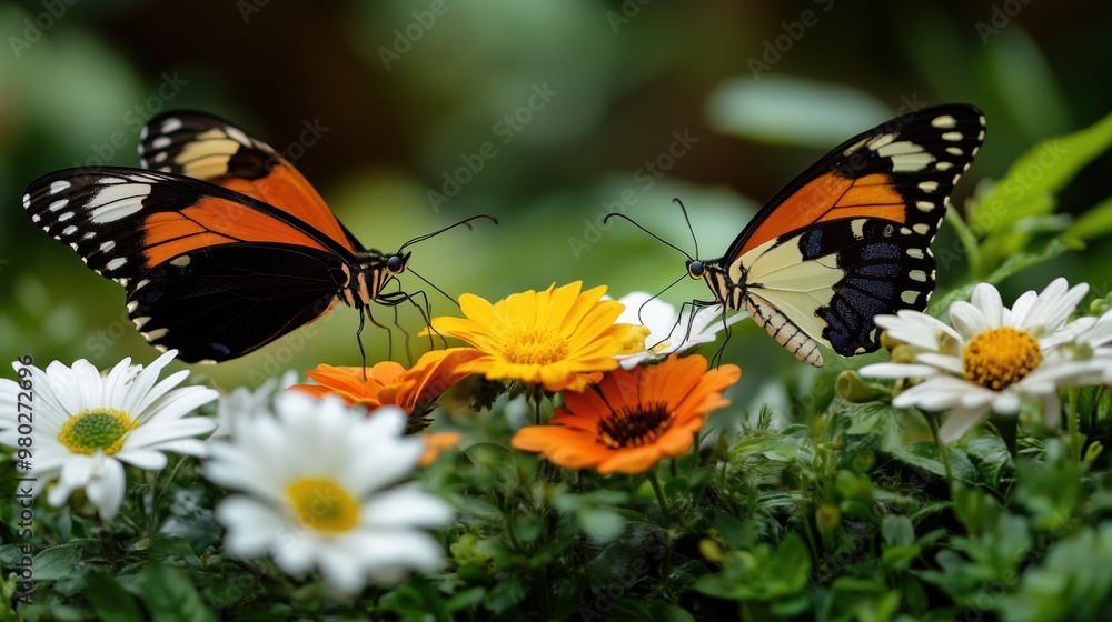 Fototapeta premium Vibrant butterfly garden in spring for nature posters and prints