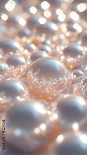 A stylized 3D pearl with exaggerated shine and dynamic lighting, creating a dramatic effect. photo