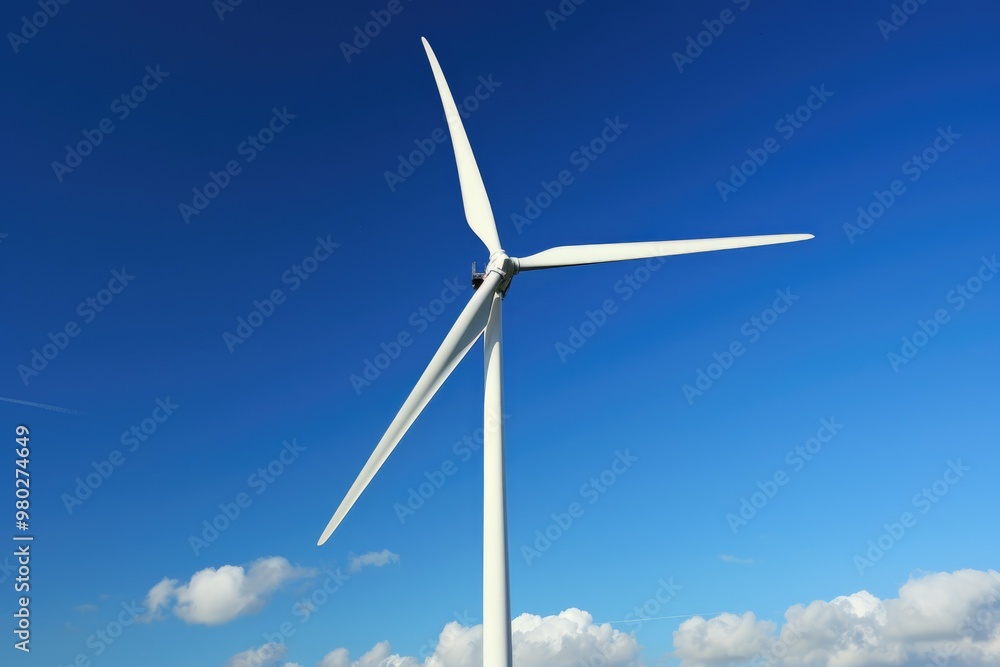 Wind turbine blades spinning, dynamic angle, renewable energy concept Wind turbine blades spinning, dynamic angle, renewable energy concept