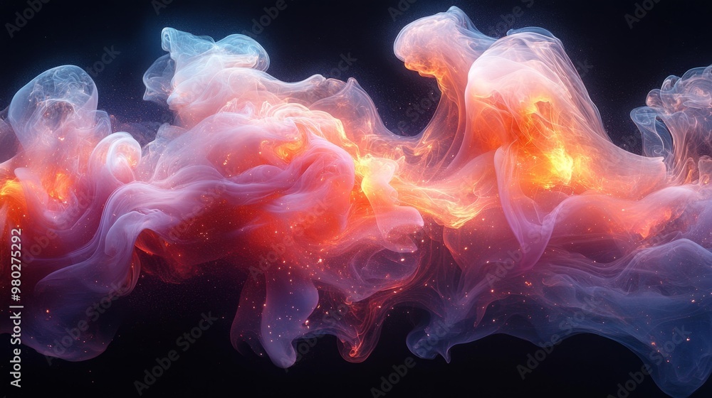 Abstract Flow of Glowing Colorful Smoke Generative AI Abstract Flow of Glowing Colorful Smoke Generative AI
