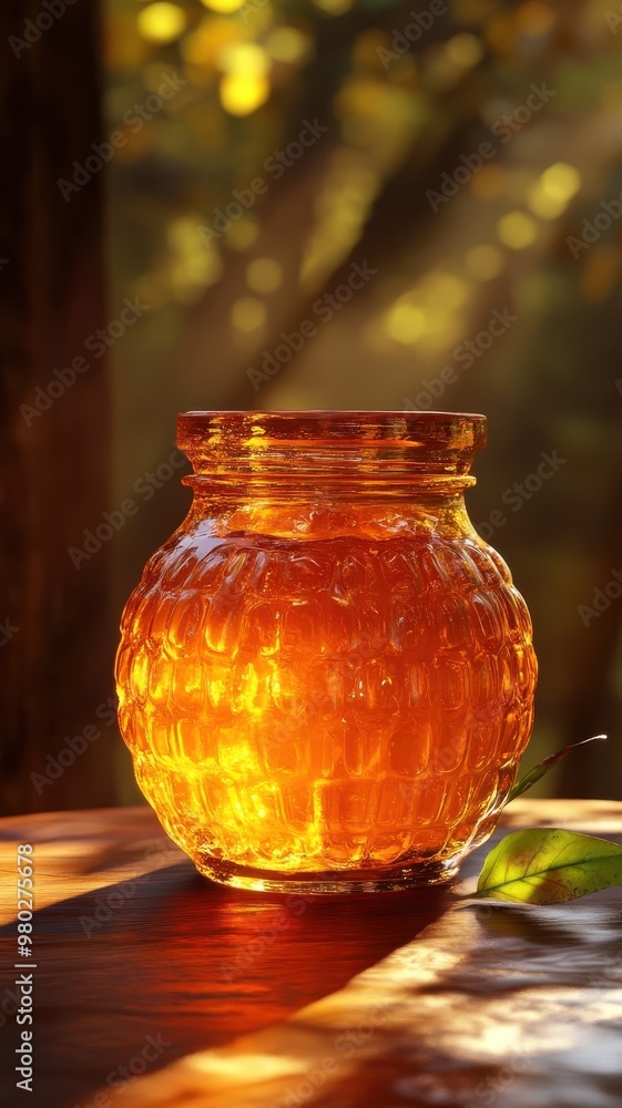 A stylized 3D orange marmalade jar with exaggerated shine and dynamic lighting, creating a dramatic effect. A stylized 3D orange marmalade jar with exaggerated shine and dynamic lighting, creating a dramatic effect.