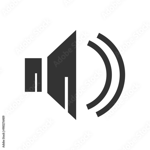 Simple black speaker icon design displaying sound waves, ideal for audio-related projects, apps, and communication visuals.speaker silhouette vector.