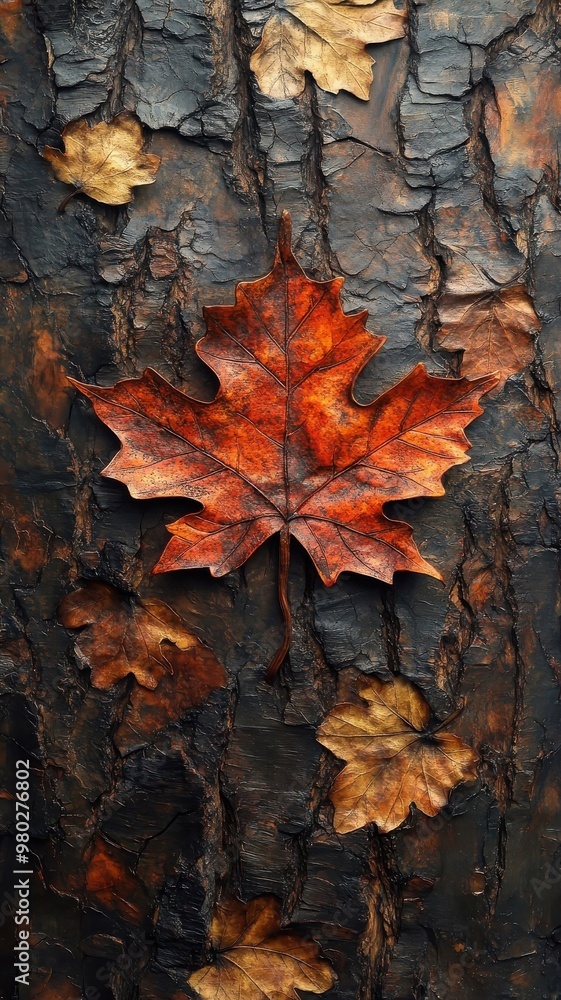 A richly textured maple tree design featuring layered textures, intricate bark and leaf patterns, and a detailed tactile feel. A richly textured maple tree design featuring layered textures, intricate bark and leaf patterns, and a detailed tactile feel.