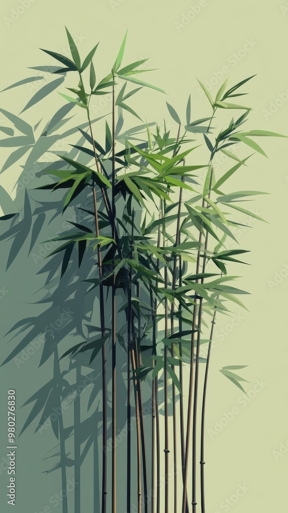 A flat design bamboo featuring geometric lines and simple shapes with solid colors, embodying a minimalist approach and modern graphic style. A flat design bamboo featuring geometric lines and simple shapes with solid colors, embodying a minimalist approach and modern graphic style.