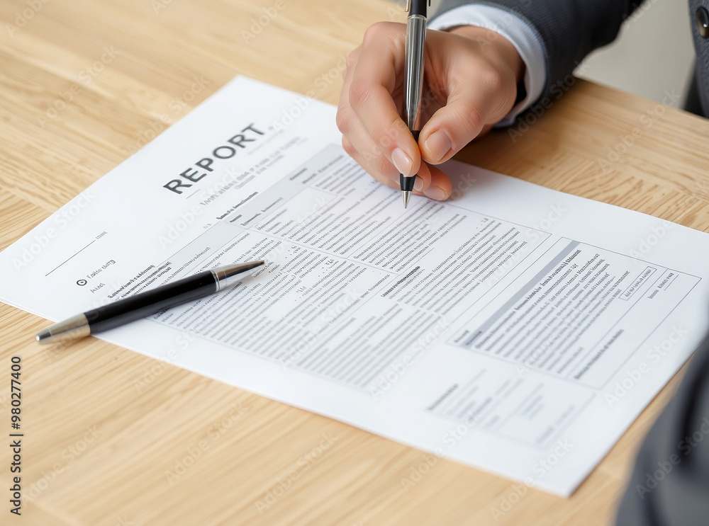 Hand signing document, report - Generative AI