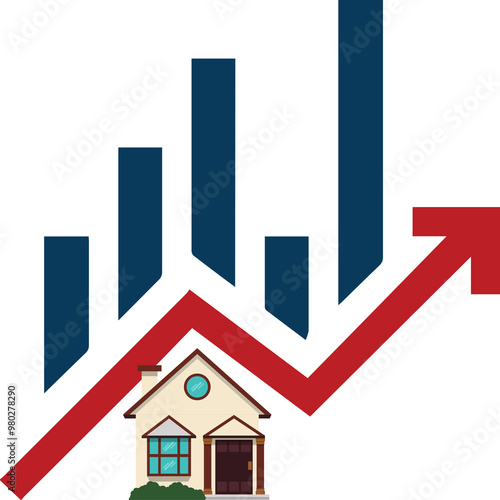 Graphic illustrating rise in home pricing or mortgage rates