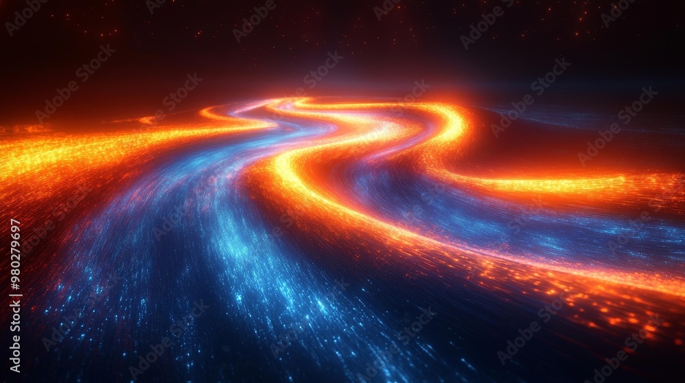 Abstract Glowing River of Light Generative AI Abstract Glowing River of Light Generative AI