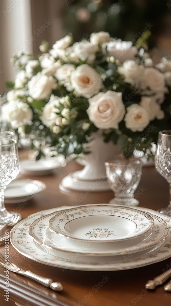 elegant table setting exquisitely arranged formal dining table with fine china sparkling crystal polished silverware and delicate floral centerpieces set against a sophisticated backdrop elegant table setting exquisitely arranged formal dining table with fine china sparkling crystal polished silverware and delicate floral centerpieces set against a sophisticated backdrop