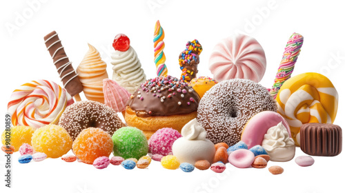 Wallpaper Mural A colorful assortment of delicious candies, donuts, and desserts, perfect for expressing sweetness and celebration in imagery. transparent background Torontodigital.ca