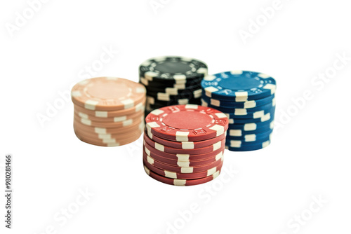 A stack of colorful poker chips, perfect for gambling, casino games, and card nights. Elevate your gaming experience with style. transparent background photo