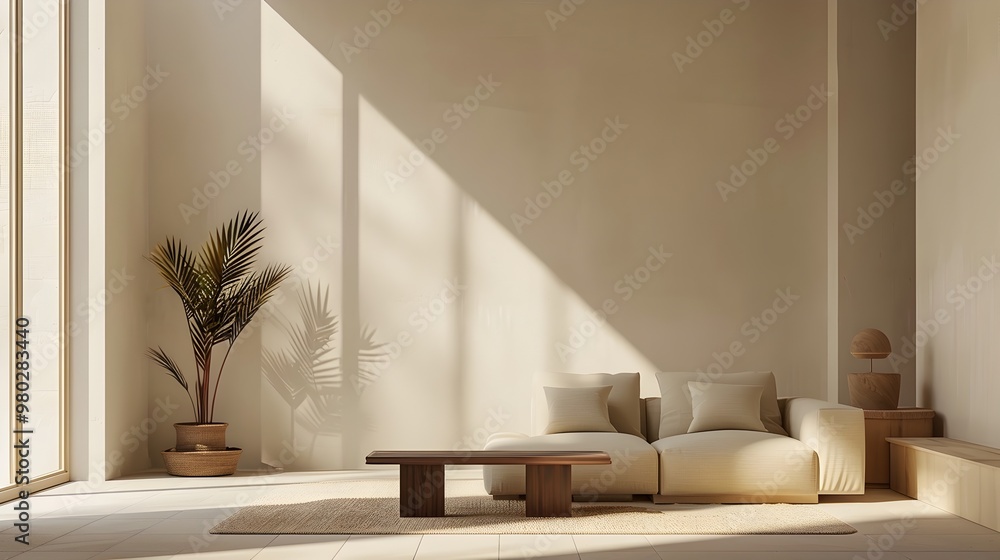 Minimalist Living Room with Neutral Tones and Clean Lines for a Peaceful and Clutter Free Ambiance Minimalist Living Room with Neutral Tones and Clean Lines for a Peaceful and Clutter Free Ambiance