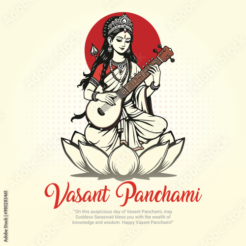 Happy vasant panchami indian cultural festival background design social media feed template